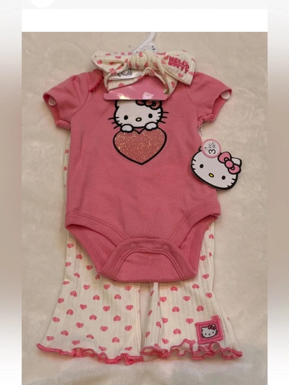 Hello Kitty Pink Heart Infant Pant Set
